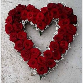 �pent r�dt hjerte med hvitt omriss