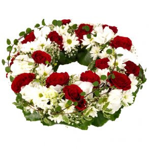 Rd og hvit krans