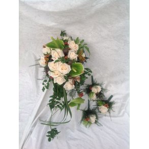 Brudebukett i varme farger