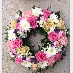 Rosa krans med hvit brytning